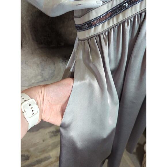 FLAWED‎ Vivienne Tam Dress Woman's Size Large Gray Silver Sequin Sleeveless Silk - Picture 5 of 16